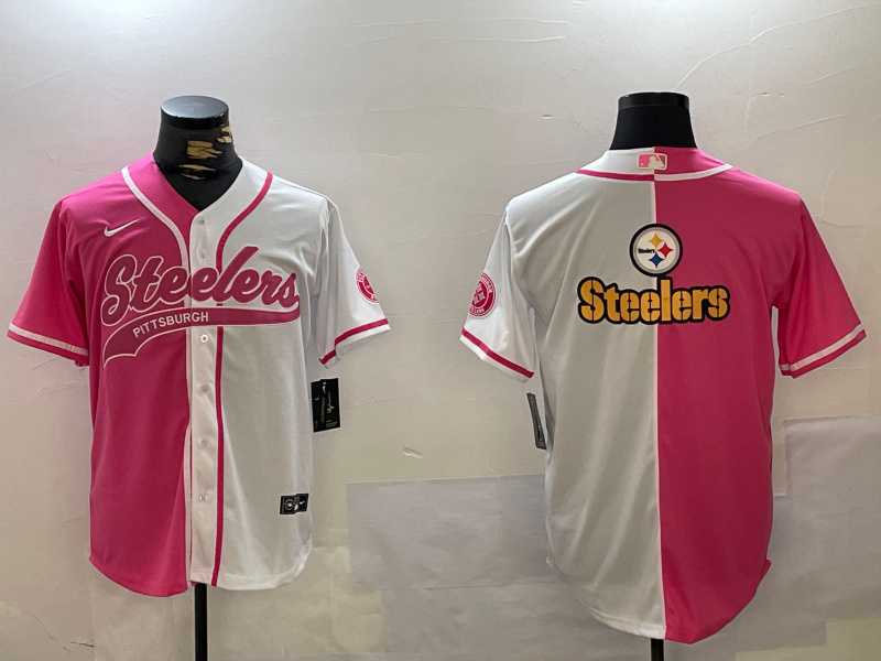 Mens Pittsburgh Steelers Big Logo 2024 Arctic Red White Salute To Service Stitched Baseball Jersey